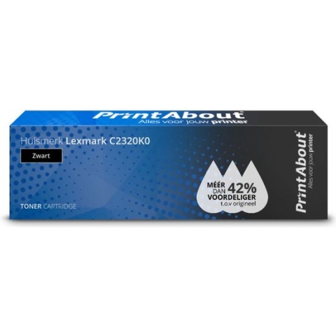 PrintAbout huismerk Toner C2320K0 Zwart geschikt voor Lexmark