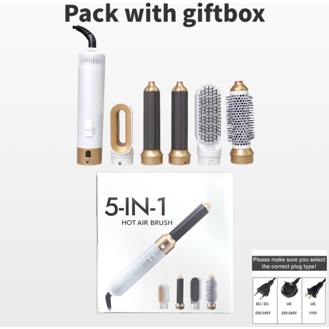 Multifunctionele Warme Luchtborstel - 5-in-1 Airwrap en Stijltang - Haardroger met 5 Opzetstukken - Multistyler - Cadeau voor vrouw