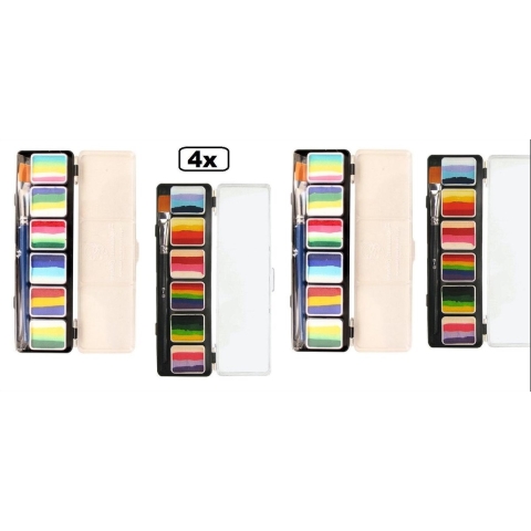 4x Splitcake palet A en B 6x6 gram - Schmink pallet split cake kleuren landen festival feest carnaval