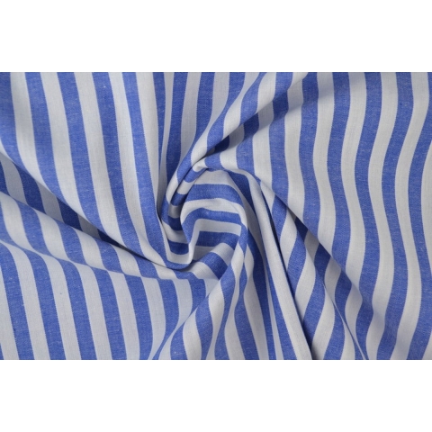 50 meter gestreepte stof - Blauw/wit gestreept - 6,5mm strepen
