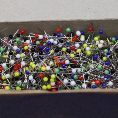 Prym Glaskopspelden, 0,60 x 30 mm, Zilverkleurig assortiment kleuren, 100 gram, Per Doosje.