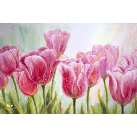100% Nederlandse Productie! │ Diamond Painting │ Tulpen 01 │ Formaat 60 x 40 cm │ Diamond Painting Pakket Volwassen │ Volledige bedekking │ Vierkant │ Full │ Flitzz Diamond Painting