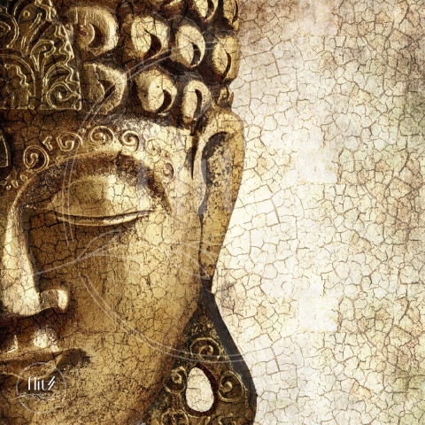 100% Nederlandse Productie! │ Diamond Painting │ Gouden Boeddha 04│ Formaat 80 x 80 cm │ Diamond Painting Pakket Volwassen │ Volledige bedekking │ Vierkant │ Full │ Flitzz Diamond Painting