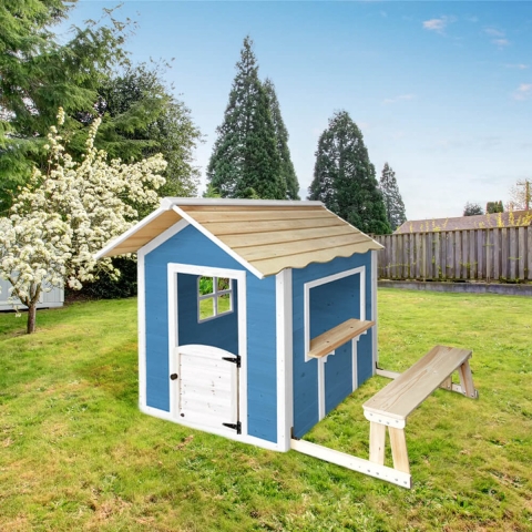 Speelhuis THE GRAND PALACE - Met speelbank - Blauw (138 x 166cm)