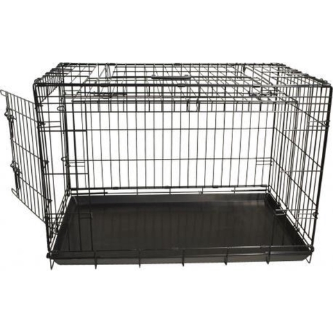 Draadkooi met deur en schuifdeur (zwart) 107 cm