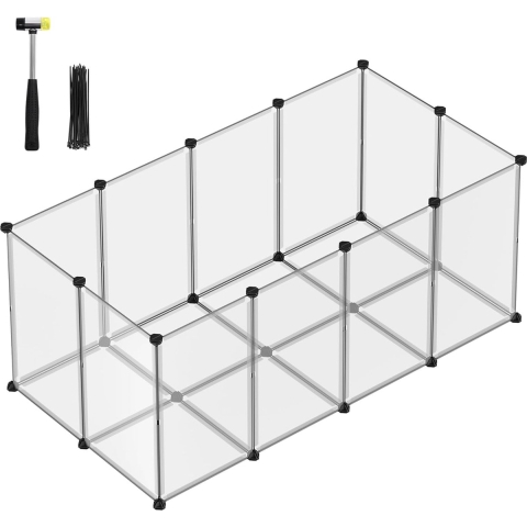 Dierenkooi - Buitenbehuizing - Zelf in te delen - Kunststof - 145x72x57cm - Grijs
