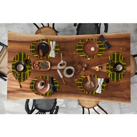 Placemats ovaal - Onderleggers - Ovale placemats - Jaren 70 - Retro - Groen - 6 stuks