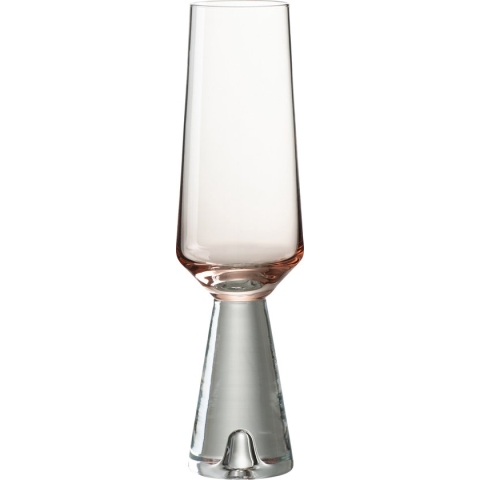 J-Line Walker champagneglas - glas - transparant & oranje - 4 stuks - woonaccessoires