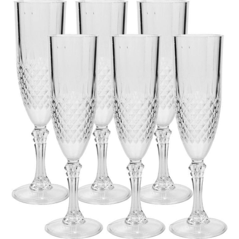 60x stuks Champagne glazen 200 ml van kunststof - Onbreekbare glazen
