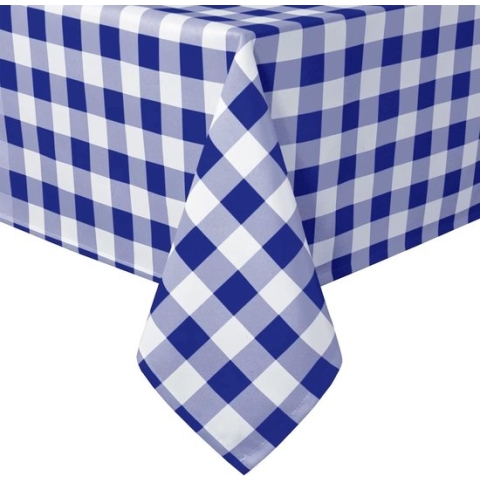 Geruit vierkant tafelkleed van polyester, vuilafstotend, waterafstotend en kreukvrij, wasbaar tafelkleed voor eetkamer, feest, tuin, 130 x 160 cm, blauw en wit