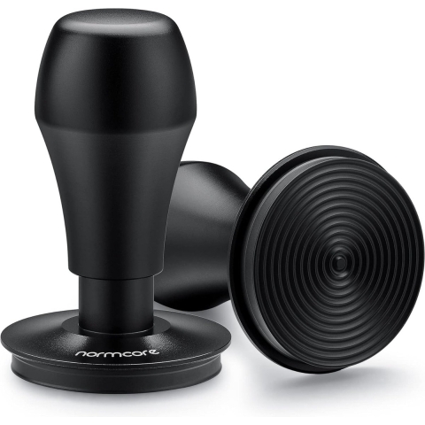 Koffiestamper met Base Ripple 58,5 mm - titanium PVD-coating - baristastempel met 15lb / 25lb / 30lbs aandrukdruk - aluminium handgreep mat (diameter 58,5 mm)