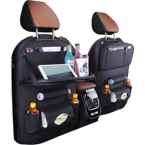 Autostoel Organizer - Auto Rugleuning Beschermer, Multifunctionele auto Opbergtas voor Auto Netjes, Rugleuningbeschermer met opvouwbare eettafel, voor kinderen, reizen, dagelijks gebruik