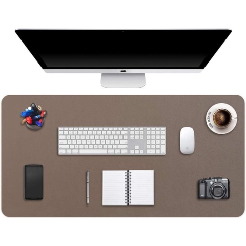 Grote bureauonderlegger, bureaumat, bureaubescherming, schrijfblok, voor laptop/toetsenbord/muis, PU-leeg, waterdicht + suède, antislip, 90 x 43 cm (modder)