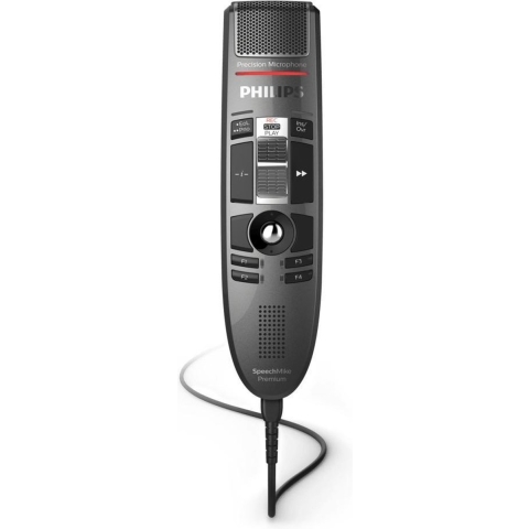 Philips SpeechMike Premium LFH3510 - Dicteermicrofoon - Mouse-track-ball - Schuifschakelaar - Antibacteriele behuizing - USB A kabel - Metallic