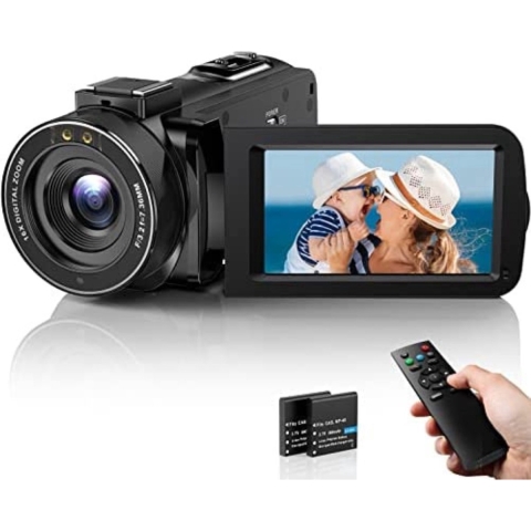 Video Camera Camcorder FHD 1080P 36MP 30FPS Vlogging Camera voor YouTube 3.0'' 270° Swivel IPS-scherm 16x Digitale Zoom IR Night Vision Digitale Camera met Afstandsbediening en 2 Batterijen - Merk Video Camera Camcorder