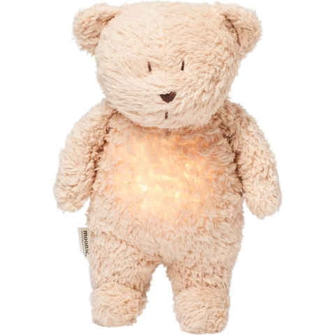 Moonie The Humming Bear Sand Organic | Hartslag en ruis knuffel met huilsensor en licht