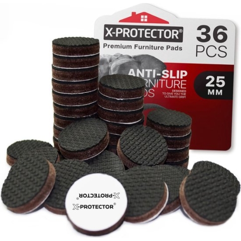 Antislip Meubelpads X-PROTECTOR - Premium 36 stuks 25 mm - Stoelpootbeschermers - Rubber Vloerbeschermers - Stoel Rubber En Antislip Pads - Ideale Vloerbeschermers Om Meubels Op Hun Plaats Te Houden