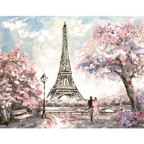 100% Nederlandse Productie! │ Diamond Painting │ Aquarel Eiffeltoren Parijs │ Formaat 60 x 40 cm │ Diamond Painting Pakket Volwassenen │ Volledige bedekking │ Vierkant │ Full │ Flitzz Diamond Painting