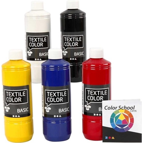 Textielverf - Primair Kleuren - Creotime - 5x500 ml