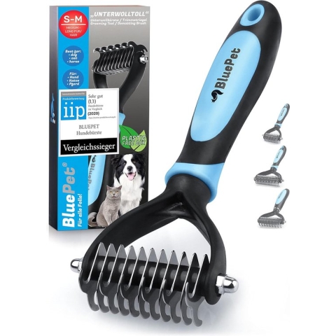 Hondenborstel en kattenborstel voor lang haar, onderwolkam verwijdert ondervacht en klitten, massage-effect en bescherming van het haar