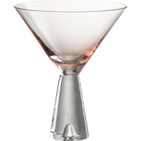 J-Line Lewis cocktailglas - glas - transparant & oranje - 4 stuks - woonaccessoires