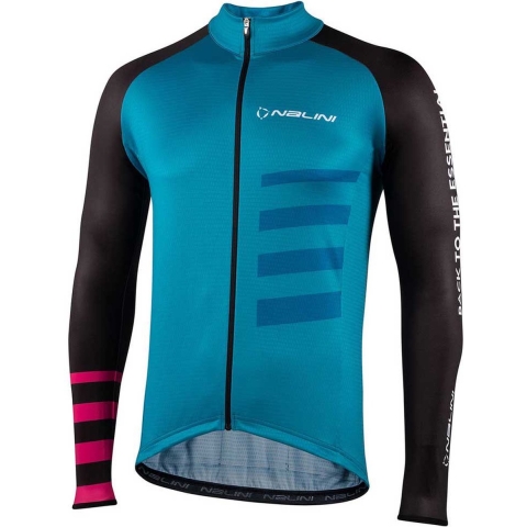 Nalini - Heren - Fietsshirt - Lange Mouwen - Wielrenshirt - Turquoise - LSSTRIPESJERSEY - M