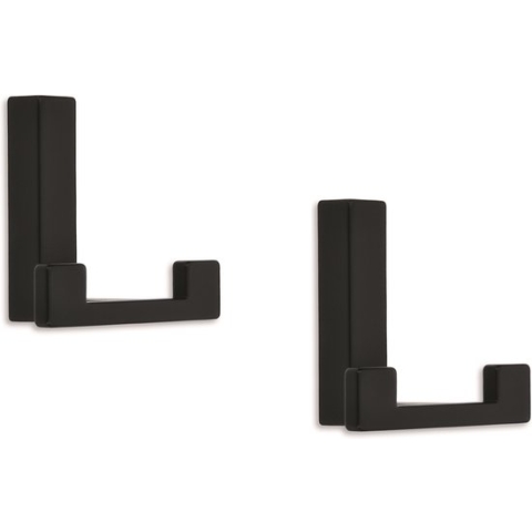 6x Luxe kapstokhaken / jashaken modern zwart met dubbele haak - hoogwaardig metaal - 4 x 6,1 cm - metalen kapstokhaakjes / garderobe haakjes