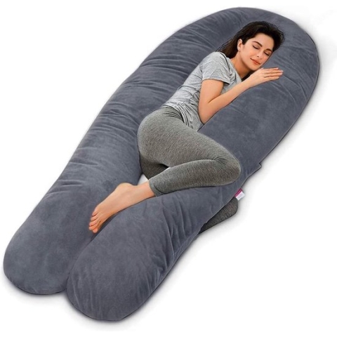 Zwangerschapskussen, U-vormig zwangerschapskussen voor zwangere vrouwen, met afneembaar fluwelen hoofdkussensloop, 3 kg, 78 cm x 150 cm