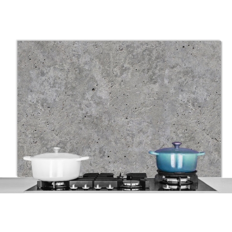 Spatscherm keuken 120x80 cm - Kookplaat achterwand - Beton - Grijs - Muurbeschermer hittebestendig - Spatwand fornuis - Hoogwaardig aluminium - Wanddecoratie industrieel