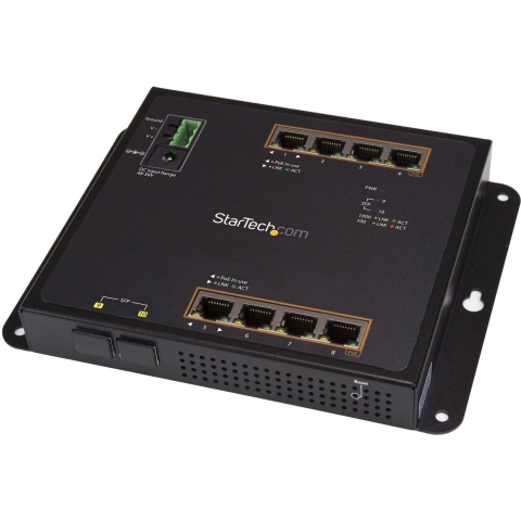 StarTech 8-poorts Gigabit PoE switch - Beheerd - Monteerbaar op wand - 2 SFP Poorten - Zwart