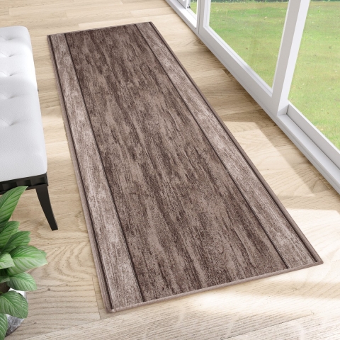 Tapiso Antislip Rubber Vloerkleed Bruin Gang Rubbermat Tapijt Maat- 100x1050