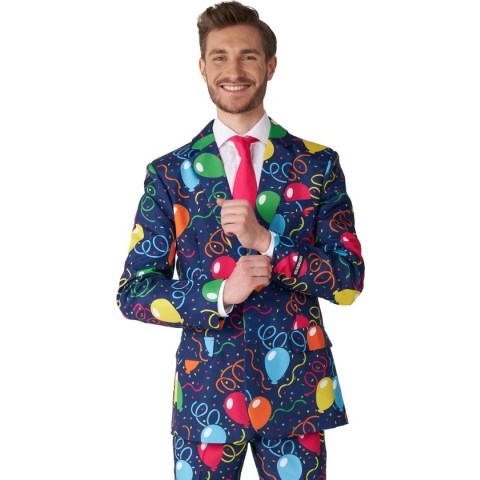 Suitmeister Confetti Balloons - Heren Pak - Ballonen Pak Carnaval En Halloween Kostuum - Blauw - Maat XL