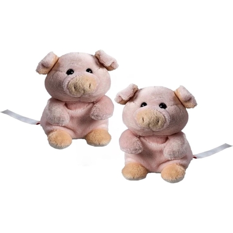 8x stuks pluche varken/big knuffel 11 cm met beschrijfbaar label