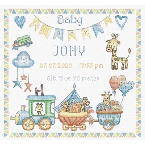 Baby Boy Record Aida Borduurpakket Leti Stitch 936