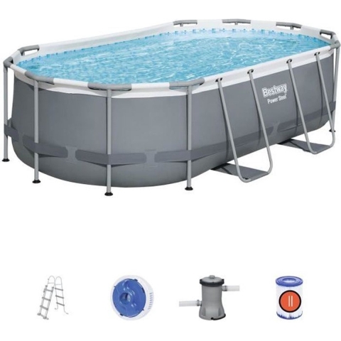 Bestway Power Steel ovaal buisvormig bovengronds zwembad 427x250x100 cm 2.006 l / u patroonreiniger