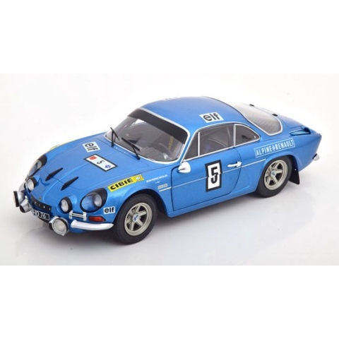 Het 1:18 Diecast model van de Renault Alpine A110 1600S #5 van de Olympia Rally van 1972. De rijders waren J. P. Nicolas en J. Todt. De fabrikant van het schaalmodel is Solido.Dit model is alleen online verkrijgbaar