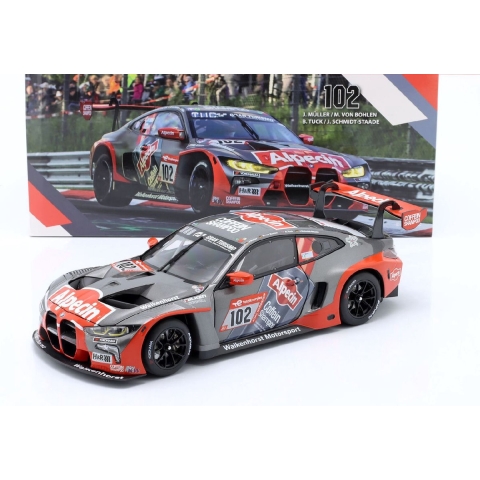 Het 1:18 Diecast-model van de BMW M4 GT3 Team Walkenhorst Motorsport #102 van de 24H Nurburgring van 2022. De coureurs waren J. Muller / M. von Bohlen. B. Tuck en J.S. Staade. De fabrikant van het schaalmodel is Minichamps. Dit mode