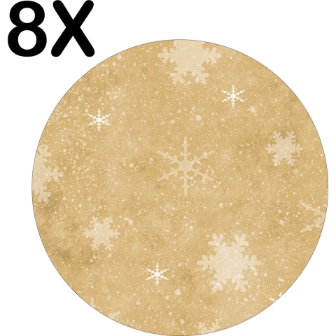 BWK Stevige Ronde Placemat - Patroon van IJskristallen en Sneeuwvlokken - Set van 8 Placemats - 50x50 cm - 1 mm dik Polystyreen - Afneembaar