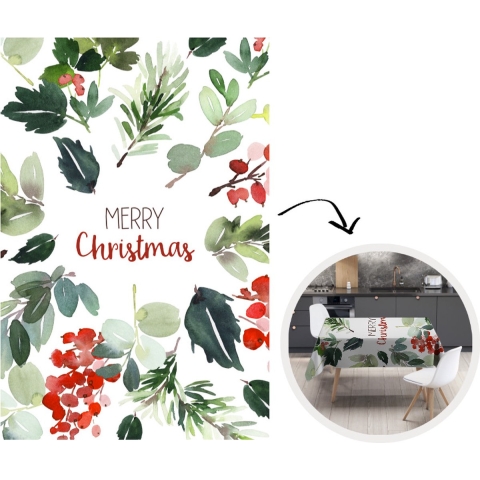 Kerst Tafelkleed - Kerstmis Decoratie - Tafellaken - Kerst - Quote - Waterverf - 130x200 cm - Kerstmis Versiering