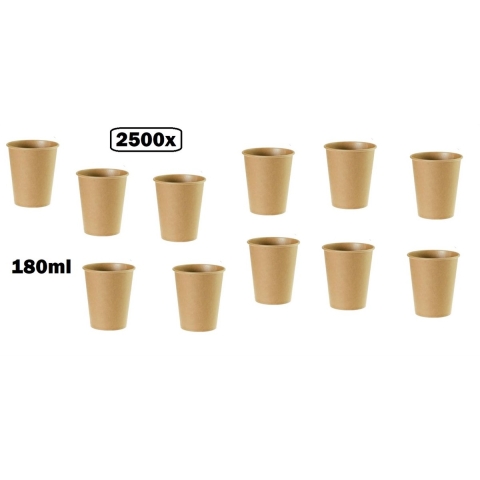 2500x Beker next generation 180ml Nature Kraft bruin - Themaparty - limonada koffie thee soep fris drank thema feest festival chocomel yogi party