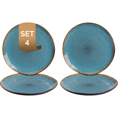 Palmer Bord Lotus 27.5 cm Turquoise Zwart Stoneware 4 stuk(s)