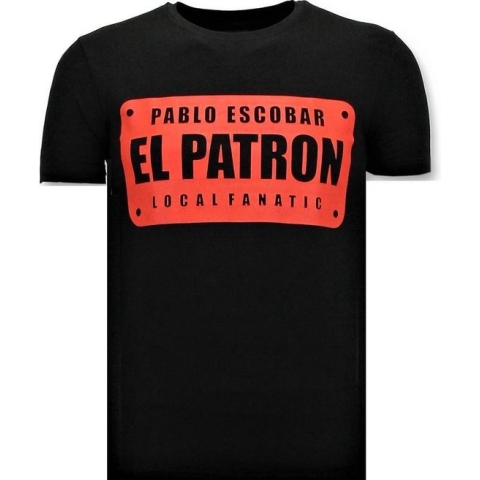 Coole T-shirt Mannen - Pablo Escobar El Patron - Zwart