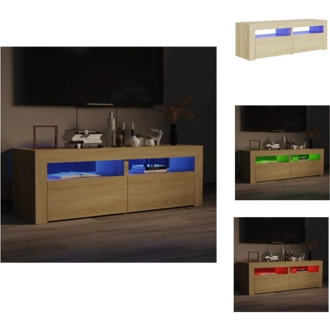 vidaXL TV-meubel Sonoma Eiken - Hifi-kast 120x35x40cm - LED-verlichting - Kast