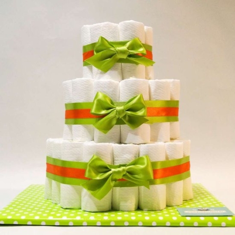 Pampertaart - luiertaart - neutraal - 3 laags basis - groen - 54 luiers maat 3