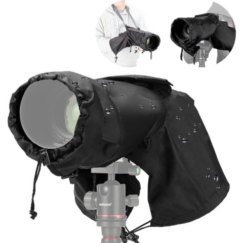 Neewer® - Camera Regenhoes - Duurzaam Nylon Regenjas voor Kleine Camera's, Compatibel met Canon, Sony, Nikon DSLR, en Spiegelloze Vlog Camera's en Lenzen tot 200mm - Inclusief Mouwen, Trekkoorden, Kijkvenster - Model PB003