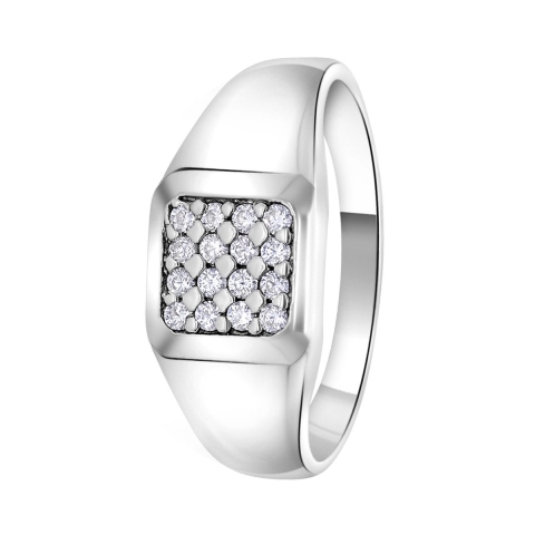 Lucardi Jongens - Kinder ring met plating - Zirkonia - Cadeau - Echt Zilver - Zilverkleurig