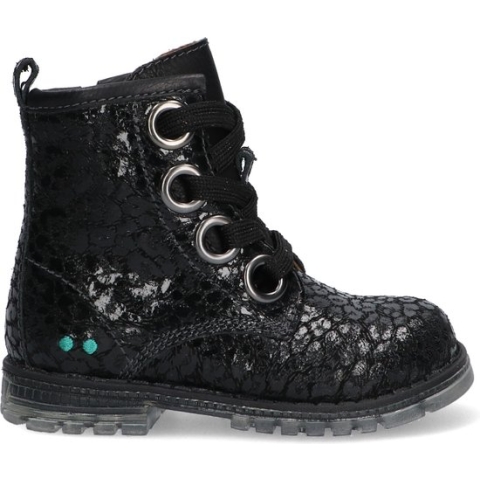 Bunnies JR Tosca Trots Meisjes Biker Boots - Zwart/Print - Leer - Veters