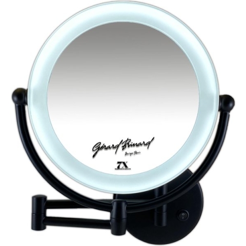 Metalen verlichte Make-up LED Spiegel Mat zwart 7x vergroting 22cm doorsnee, inculsief 4x AA batterijen en USB stroomkabel