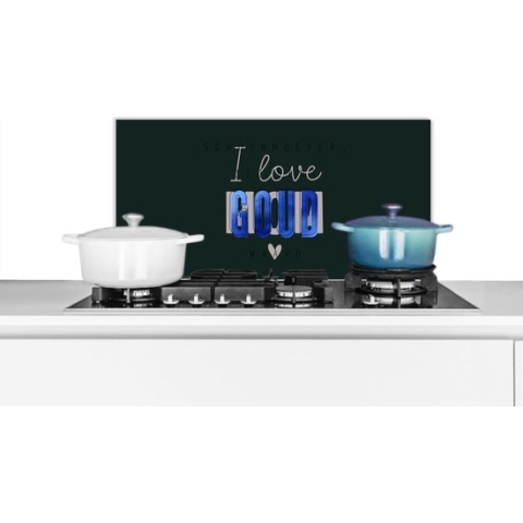 Spatscherm Keuken - Kookplaat Achterwand - Spatwand Fornuis - 70x30 cm - Schoonmoeder - Spreuken - Schoonmoeder jij bent goud waard - Quotes - Aluminium - Wanddecoratie - Muurbeschermer - Hittebestendig