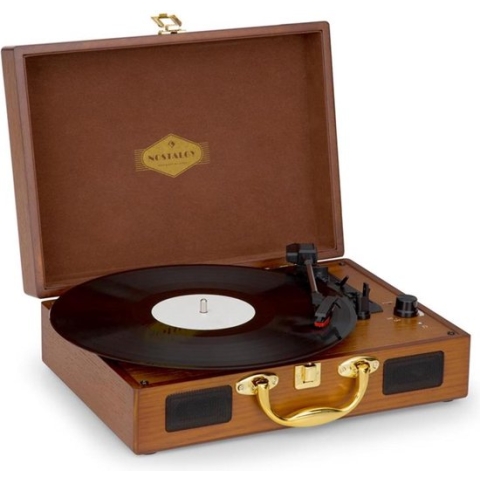 Nostalgy by auna Peggy Sue retro-platenspeler LP USB AUX hout-/goud-optiek